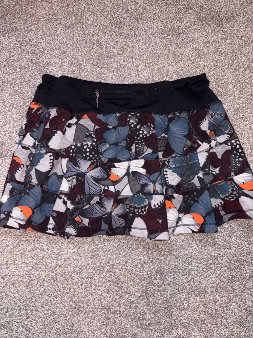 Butterfly Print Lululemon Athletic Skirt with Integrated Shorts - Black/Blue - Picture 3 of 6